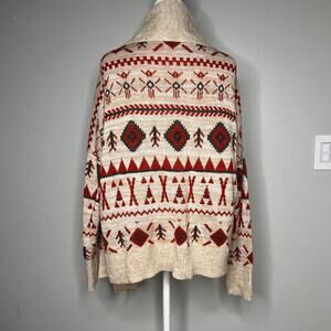 Roxy Women's Aztec Print Long Line Cardigan Size Medium Southwestern Boho Hippie